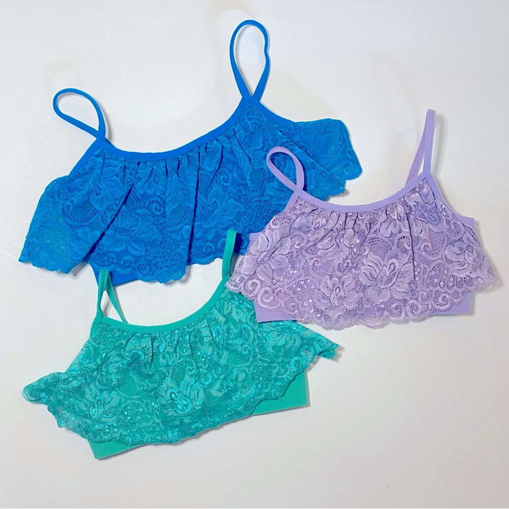 Kurve Dancewear Bundle of 3 Kids Basic Bandeau Cami with Lace